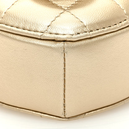 Chanel Metallic Lambskin Quilted CC In Love Heart Waist Belt Bag With Chain Gold 9 of 10