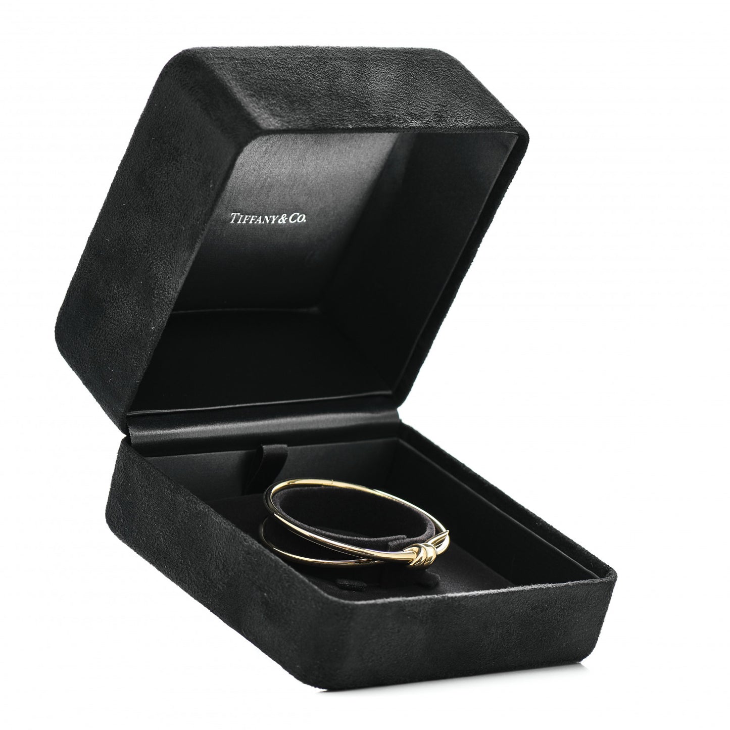 18K Yellow Gold Double Row Knot Hinged Bangle Bracelet