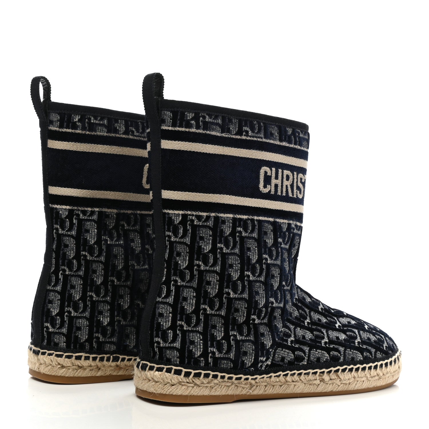 Christian Dior Velvet Oblique Granville Espadrille Boots 38 Deep Blue 4 of 6