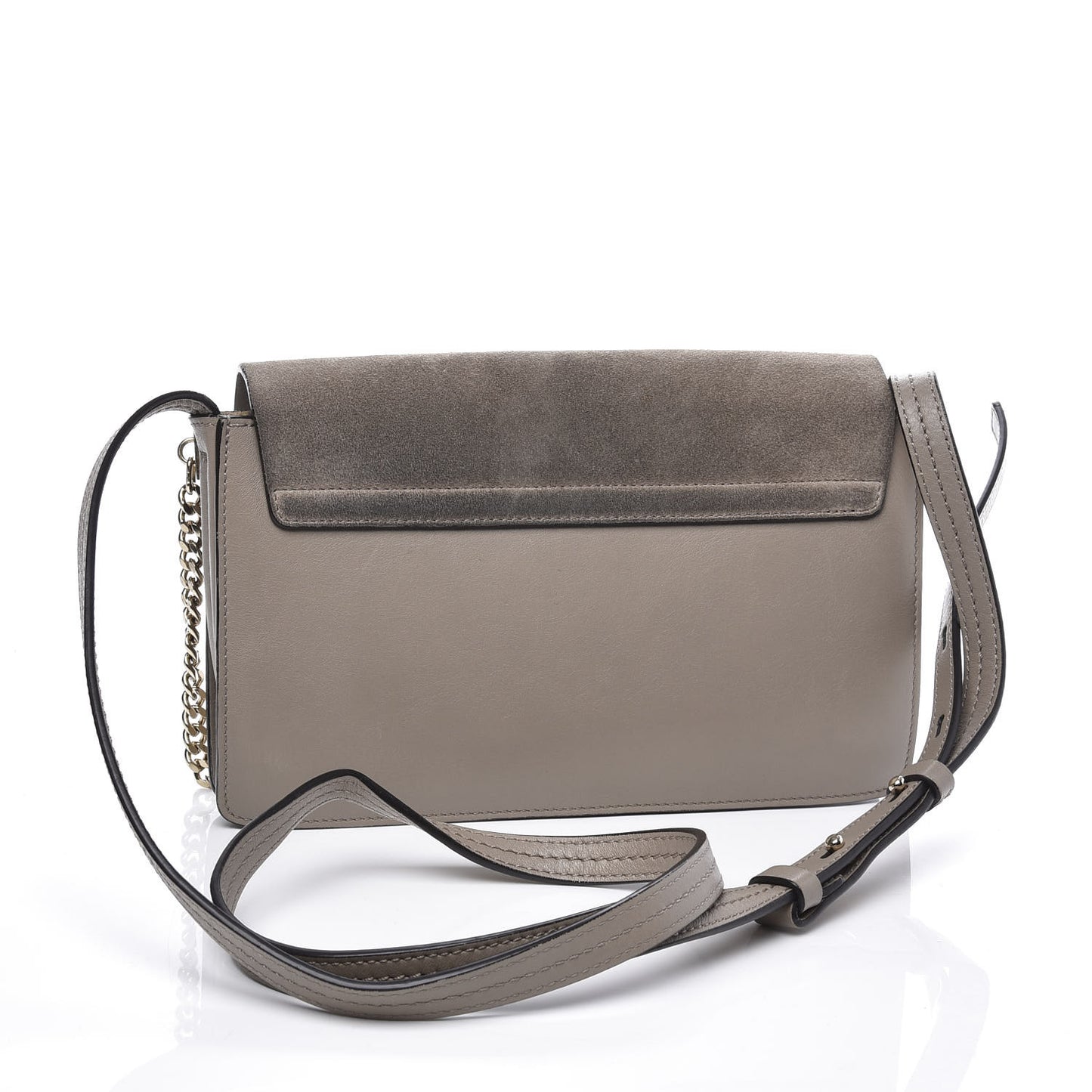 Suede Calfskin Small Faye Shoulder Bag Motty Grey