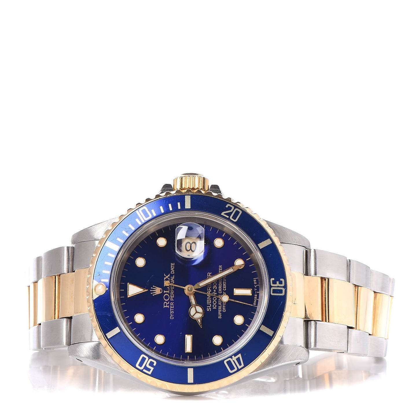 Stainless Steel 18K Yellow Gold 40mm Submariner Date Watch Royal Blue 16613