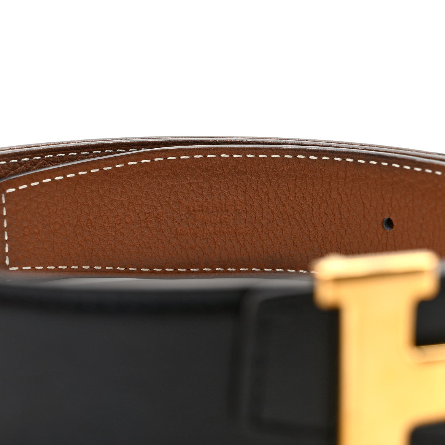 Hermes Box Togo 32mm H Belt 90 36 Black Gold 3 of 4