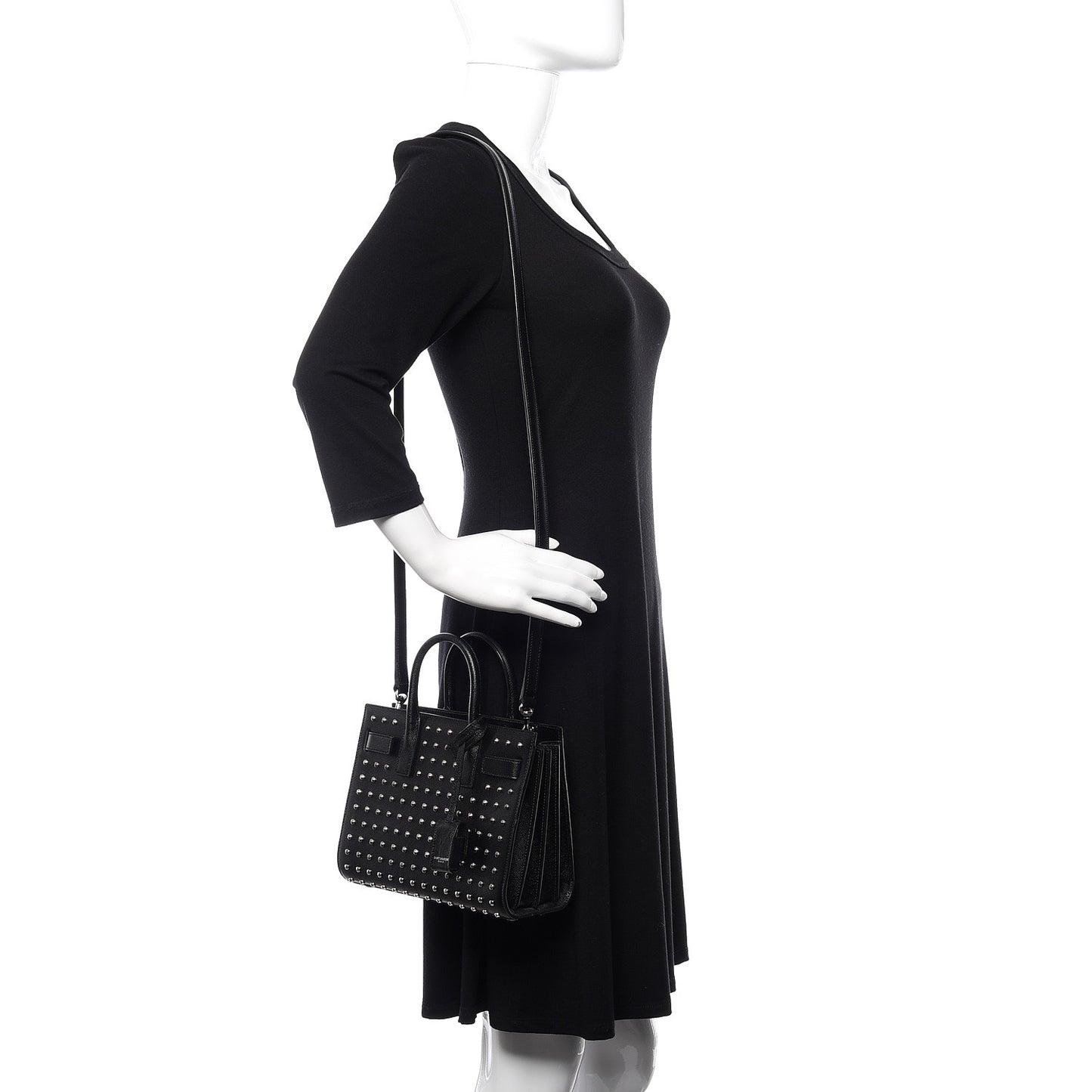 Calfskin Studded Nano Sac De Jour Black