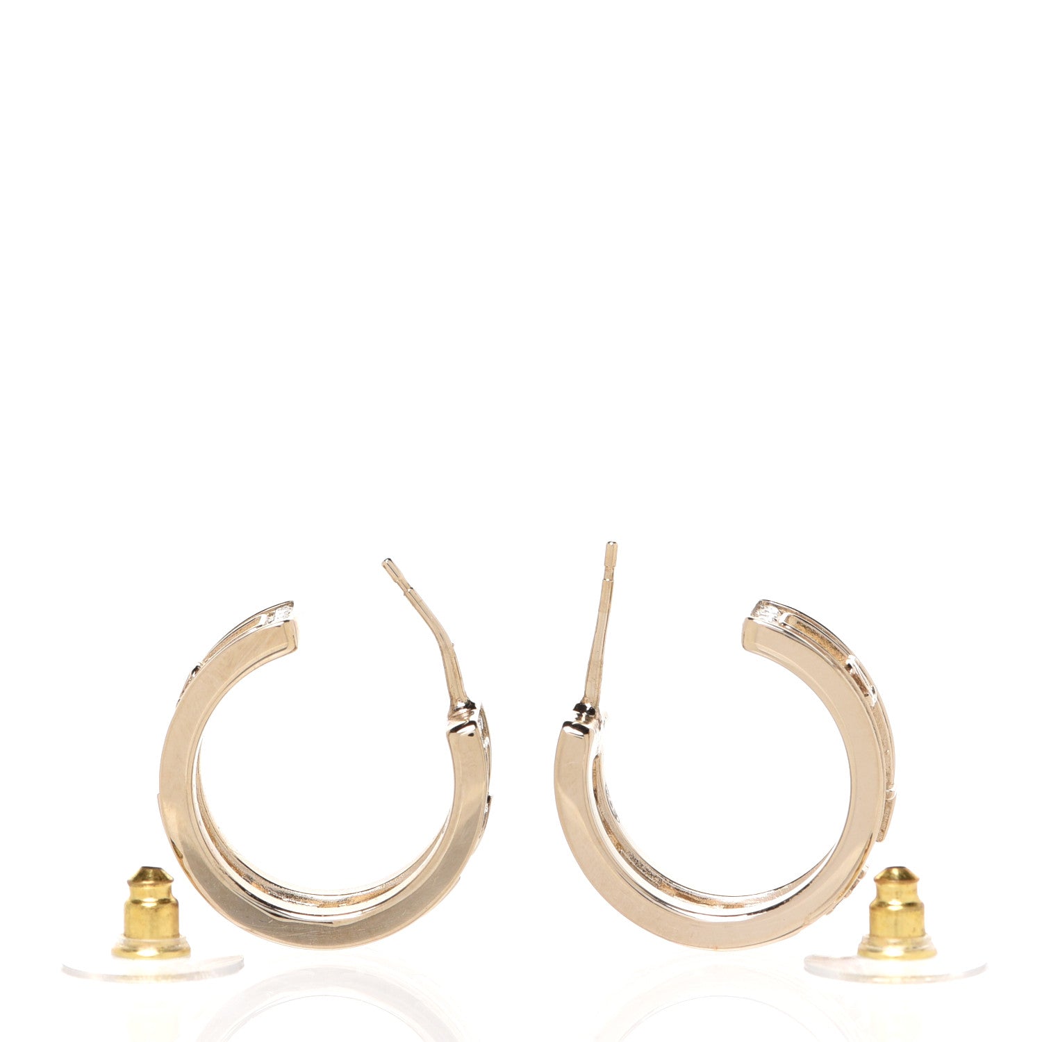 Chanel Metal Crystal Bow-tiful CC Hoop Earrings Gold 3 of 4
