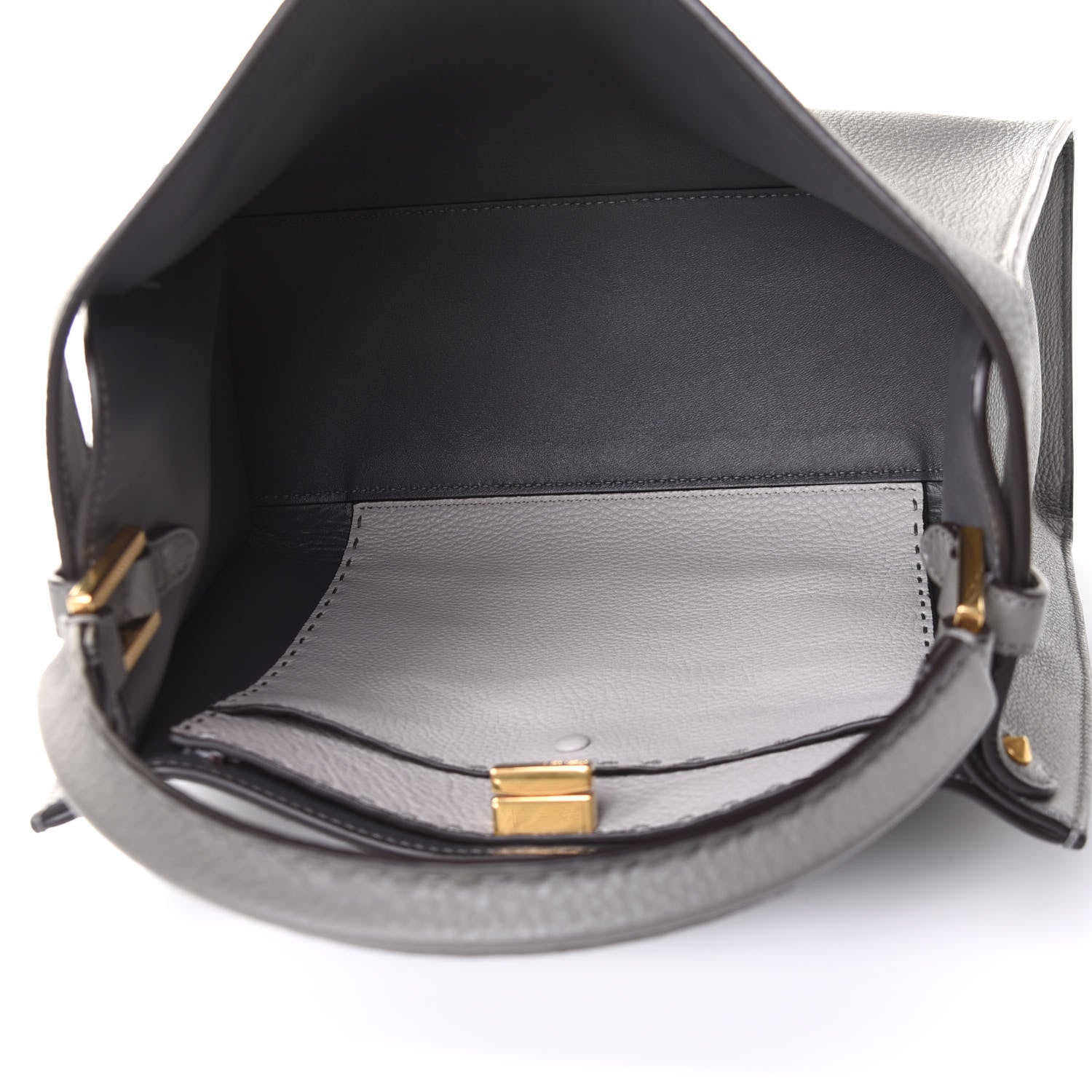 Fendi Cuoio Romano Selleria Bi-Color Medium Peekaboo X-Lite Moon Ghiaia 5 of 9