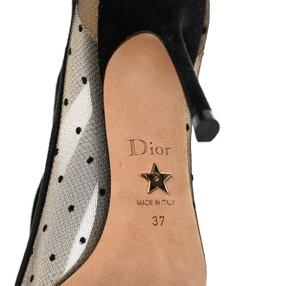 Christian Dior Suede Calfskin Plumetis Lovely-D Ankle Wrap Pumps 37 Black 11 of 16