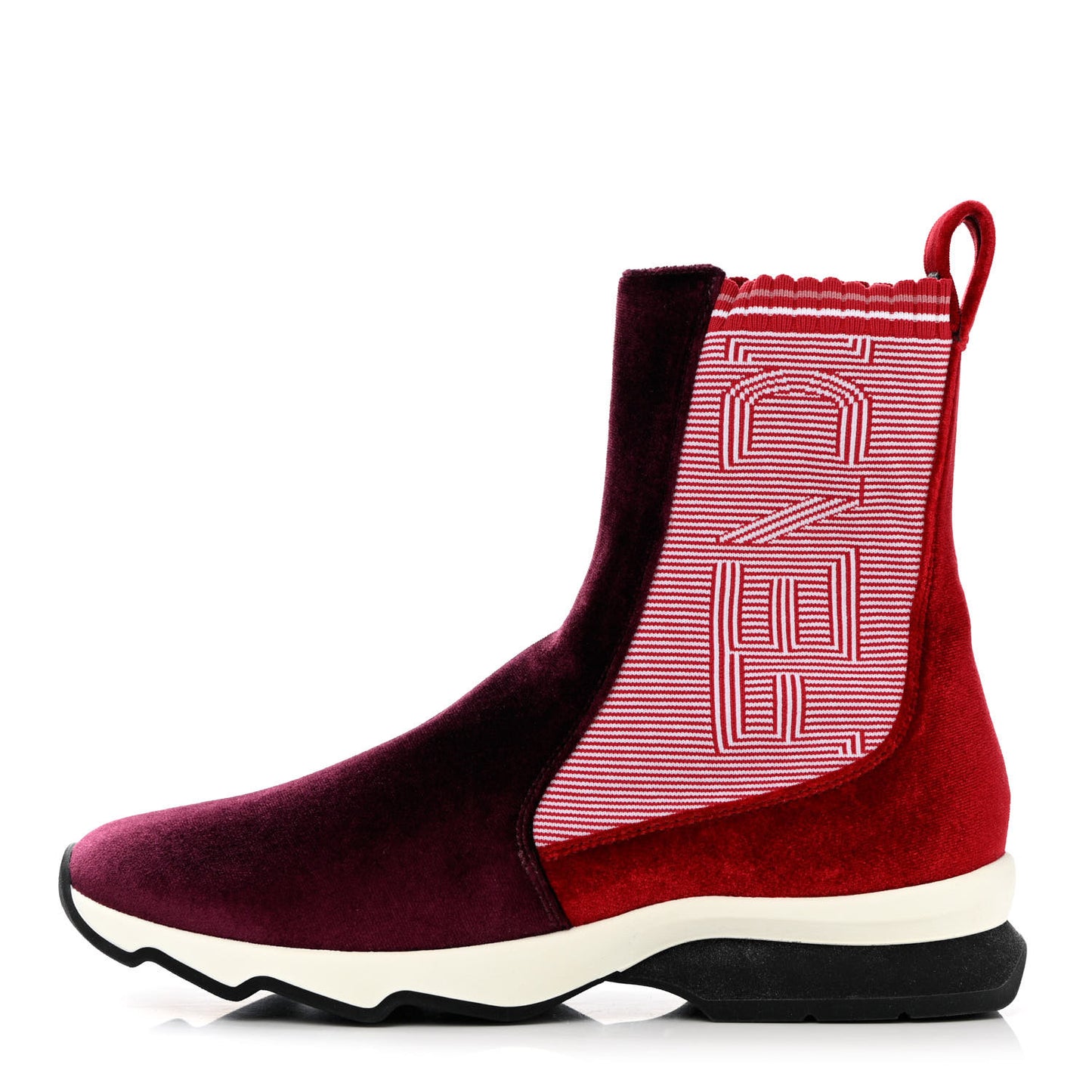 Velvet Stretch Logo High Top Sneakers 38.5 Red