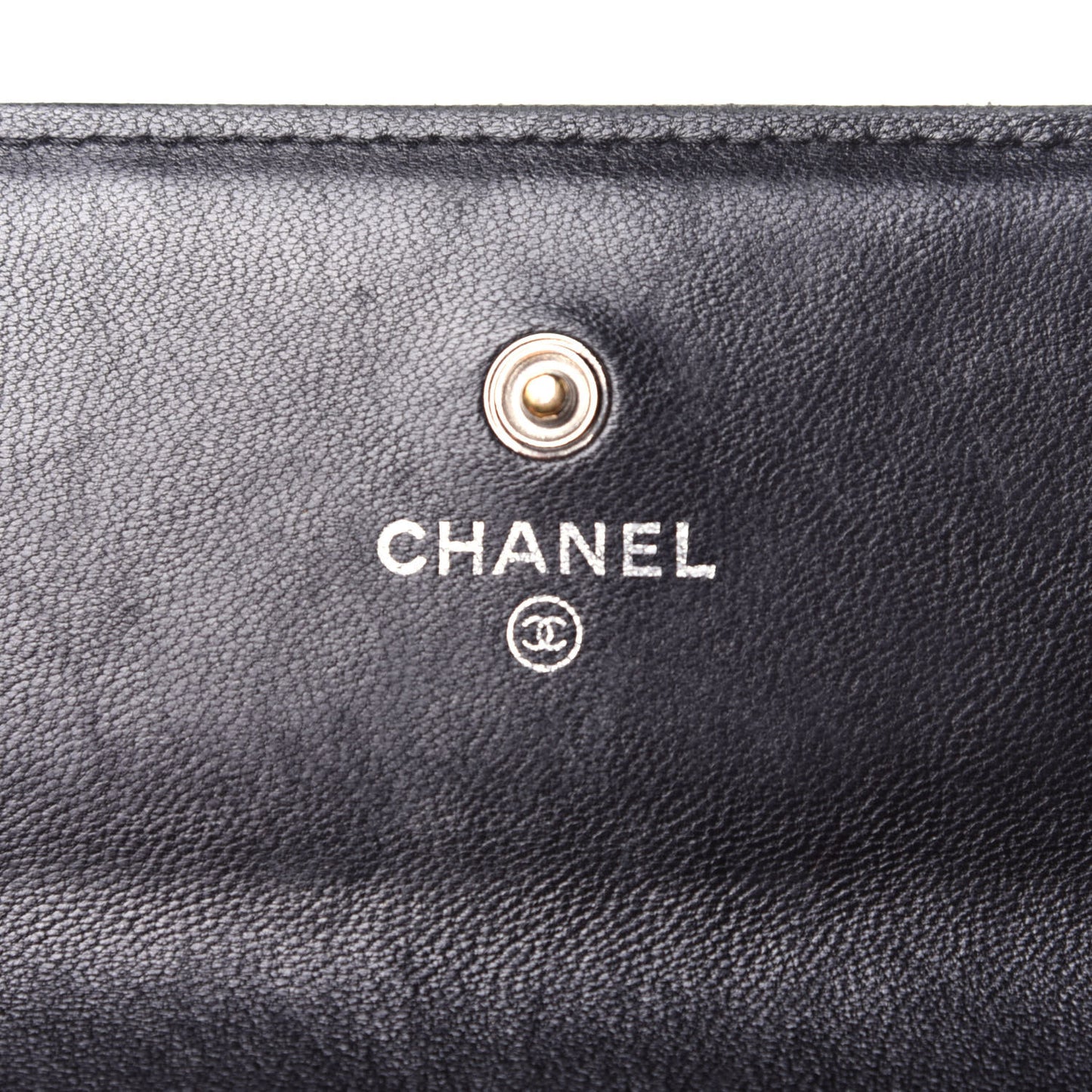 Lambskin Quilted Large Gusset Flap Wallet Black
