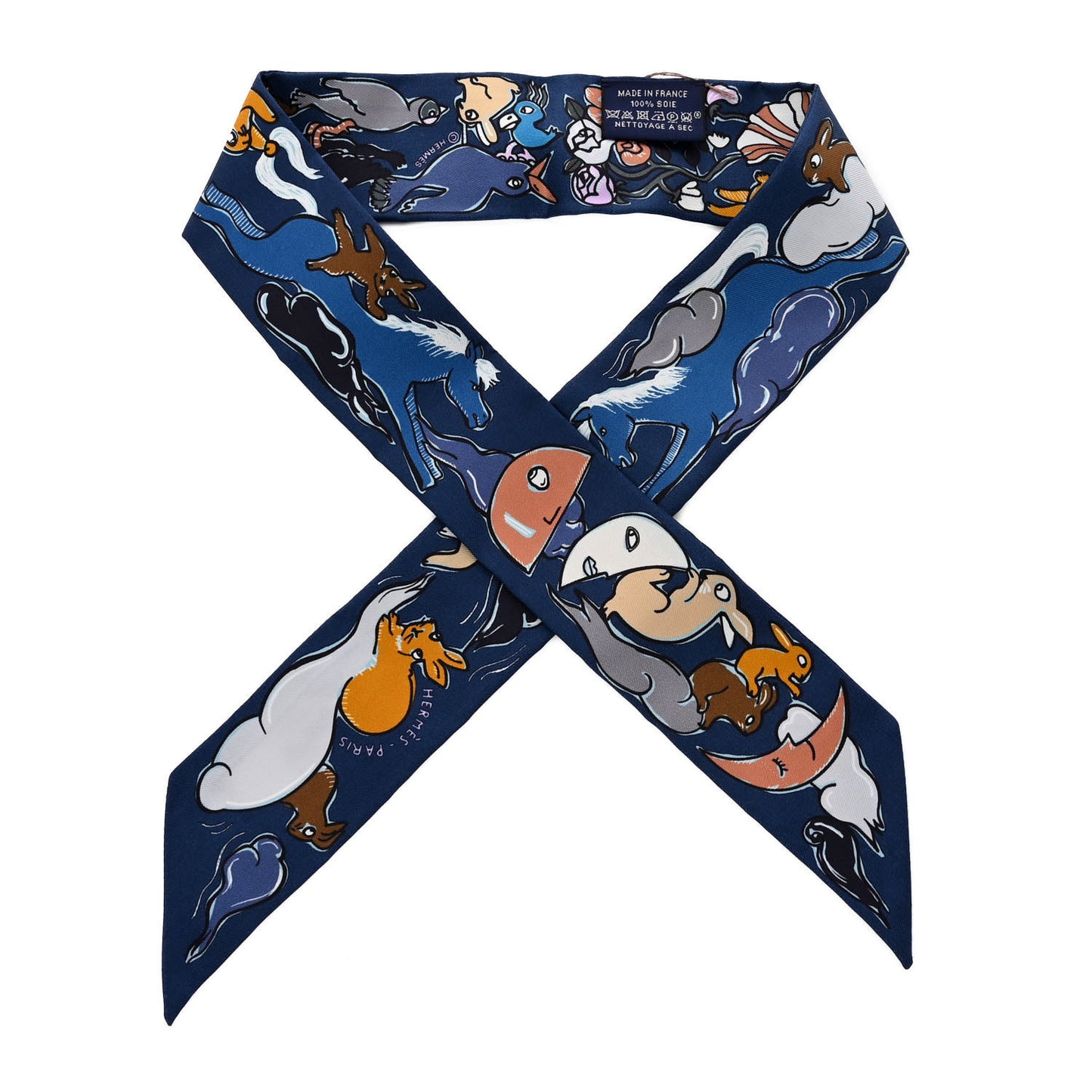Silk Mille Et Un Lapins Twilly Marine Cobalt Miel