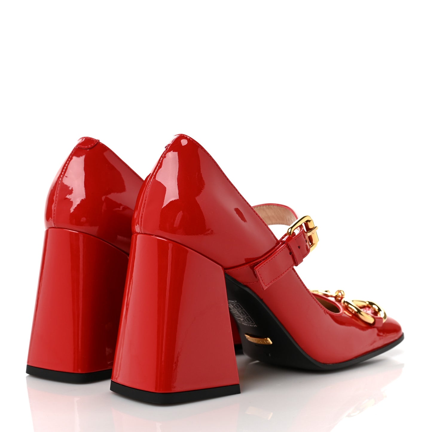 Patent Womens Horsebit Mid-Heel Mary Jane Pumps 36.5 Maple Red