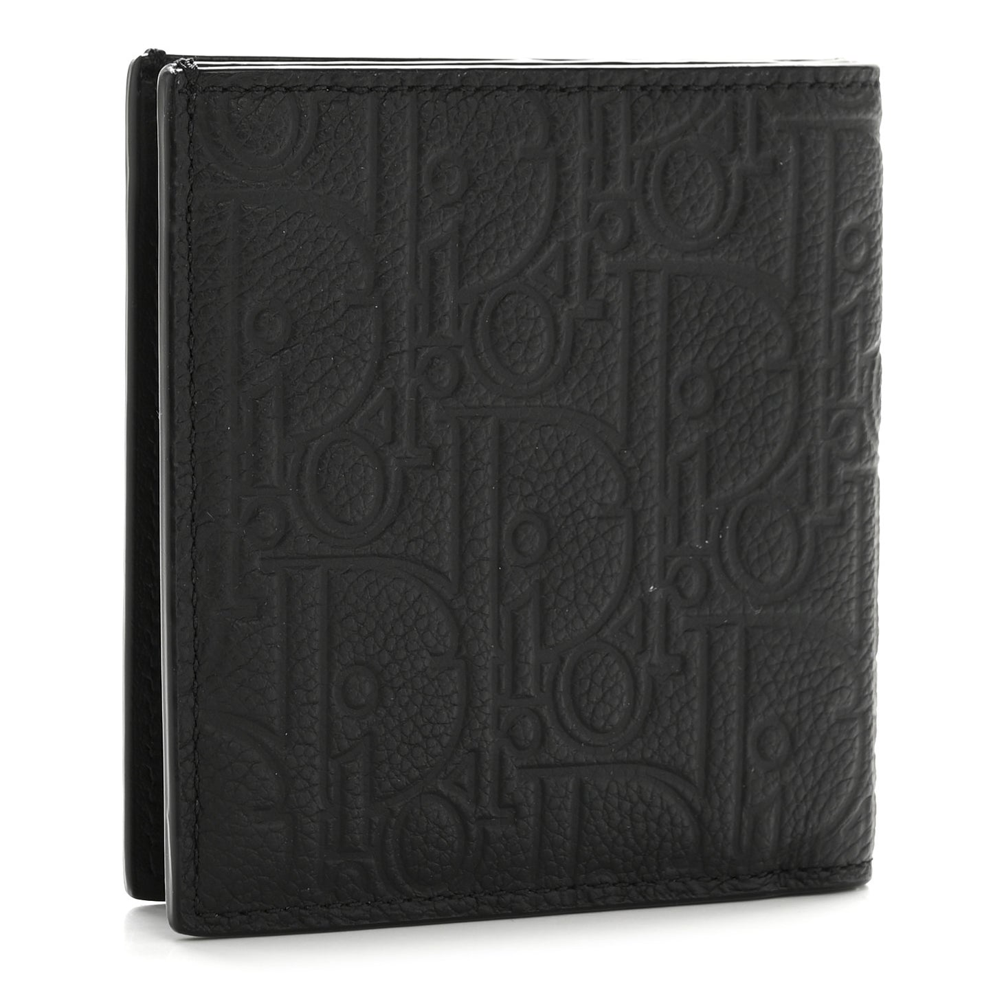 Grained Calfskin Embossed Dior Gravity BiFold Wallet Black