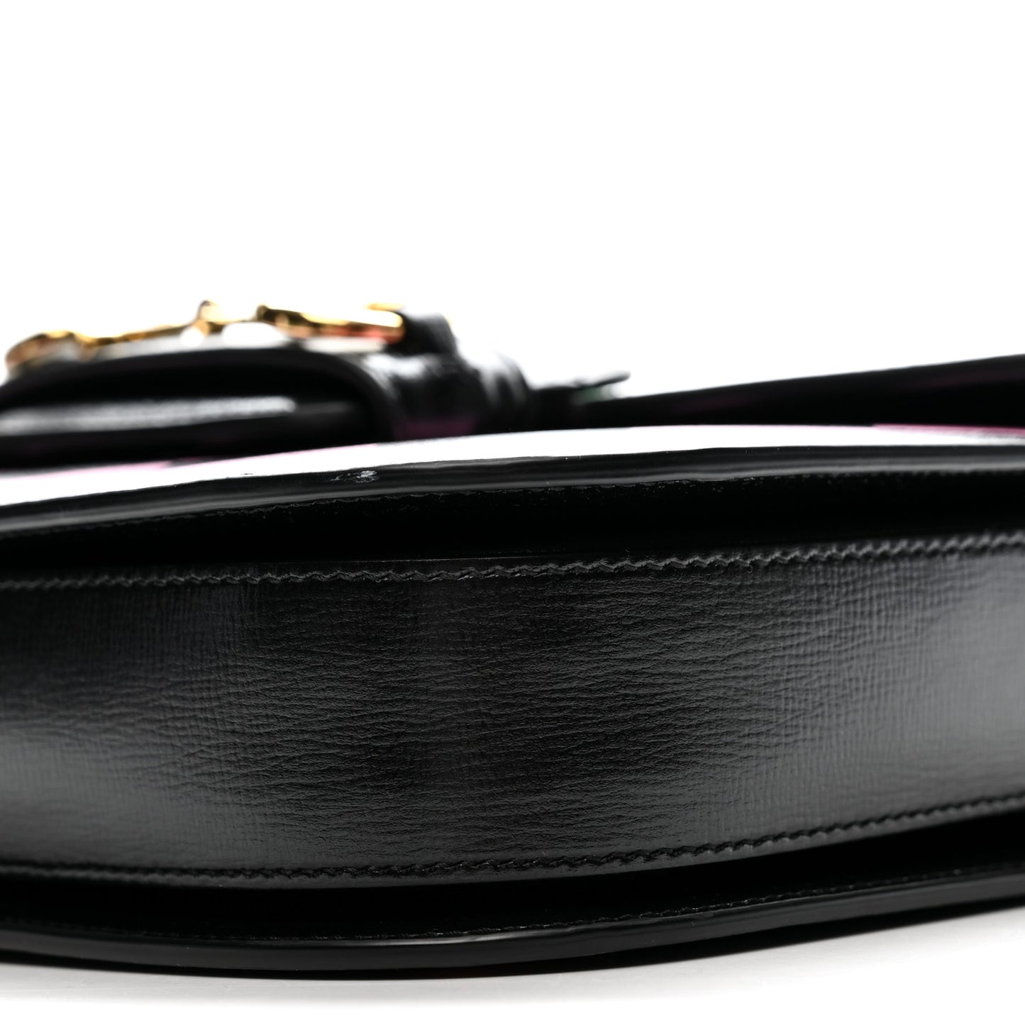 Textured Calfskin Geometric Print Horsebit 1955 Shoulder Bag Black Multicolor