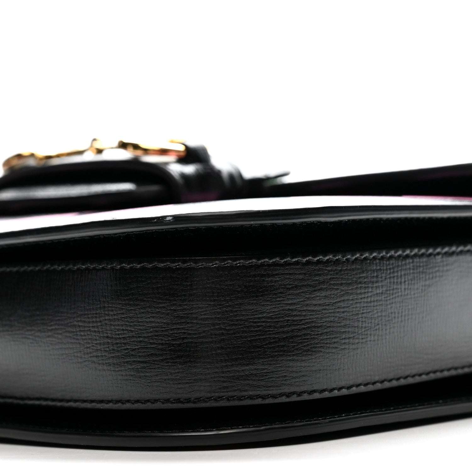 Gucci Textured Calfskin Geometric Print Horsebit 1955 Shoulder Bag Black Multicolor 10 of 12