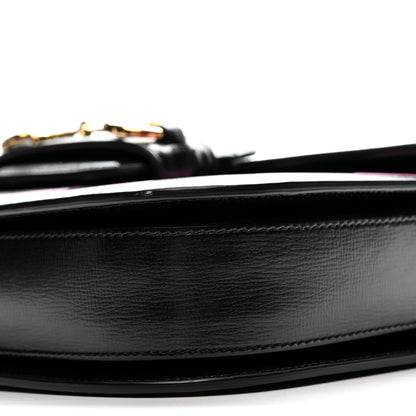 Gucci Textured Calfskin Geometric Print Horsebit 1955 Shoulder Bag Black Multicolor 10 of 12