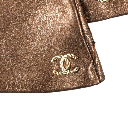 Chanel Metallic Lambskin Long Gloves 8 Black Brown 5 of 10