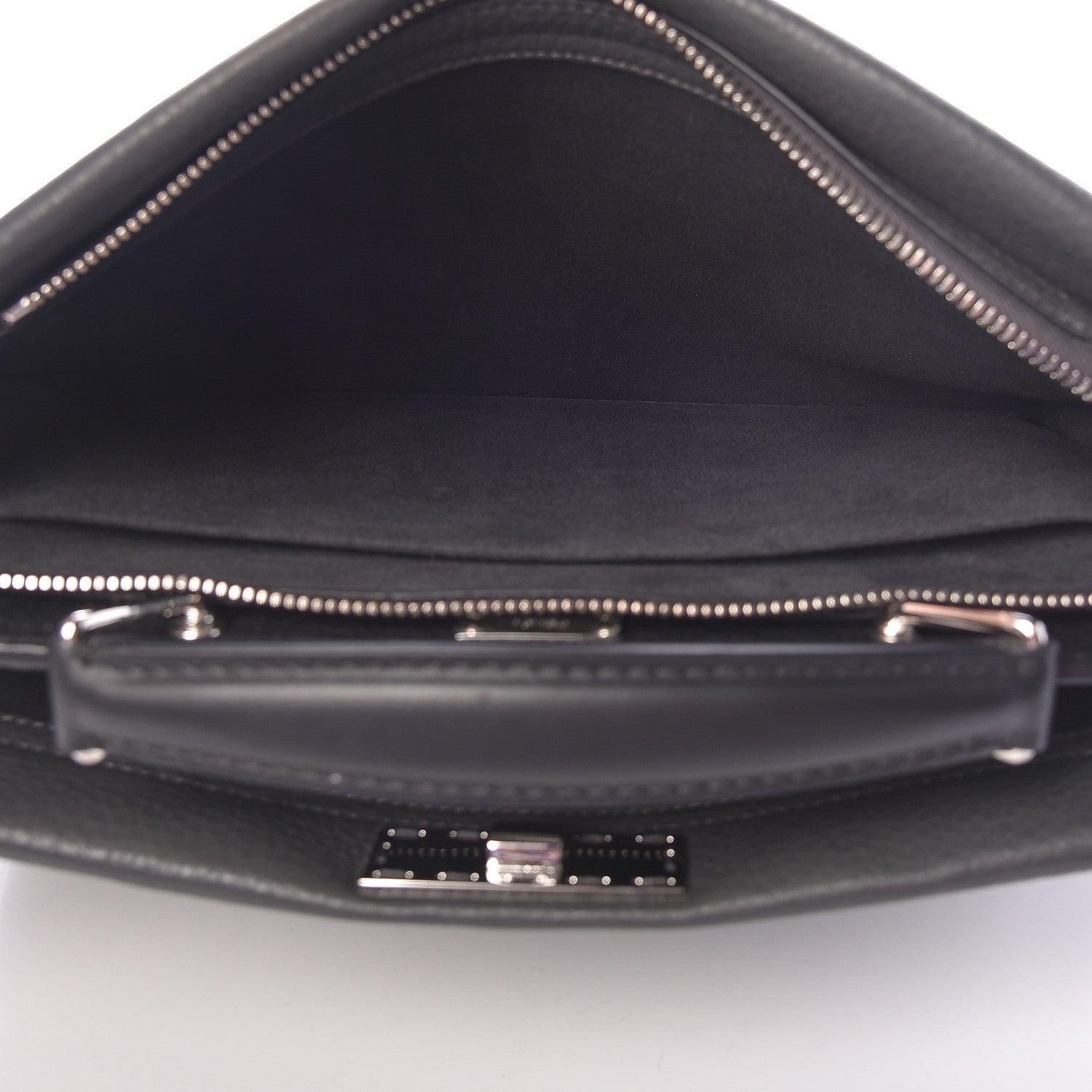 Fendi Calfskin FF Inlay Large Peekaboo Iconic Fit Satchel Asfalto 6 of 13