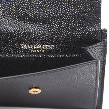 Saint Laurent Grain De Poudre Uptown Monogram Card Case Black 6 of 8