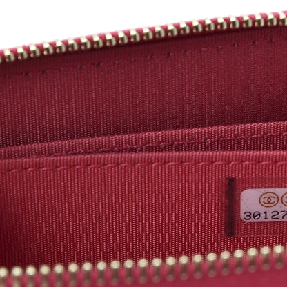 Chanel Goatskin Quilted 19 Zip Around Coin Purse Wallet Dark Pink 8 of 9