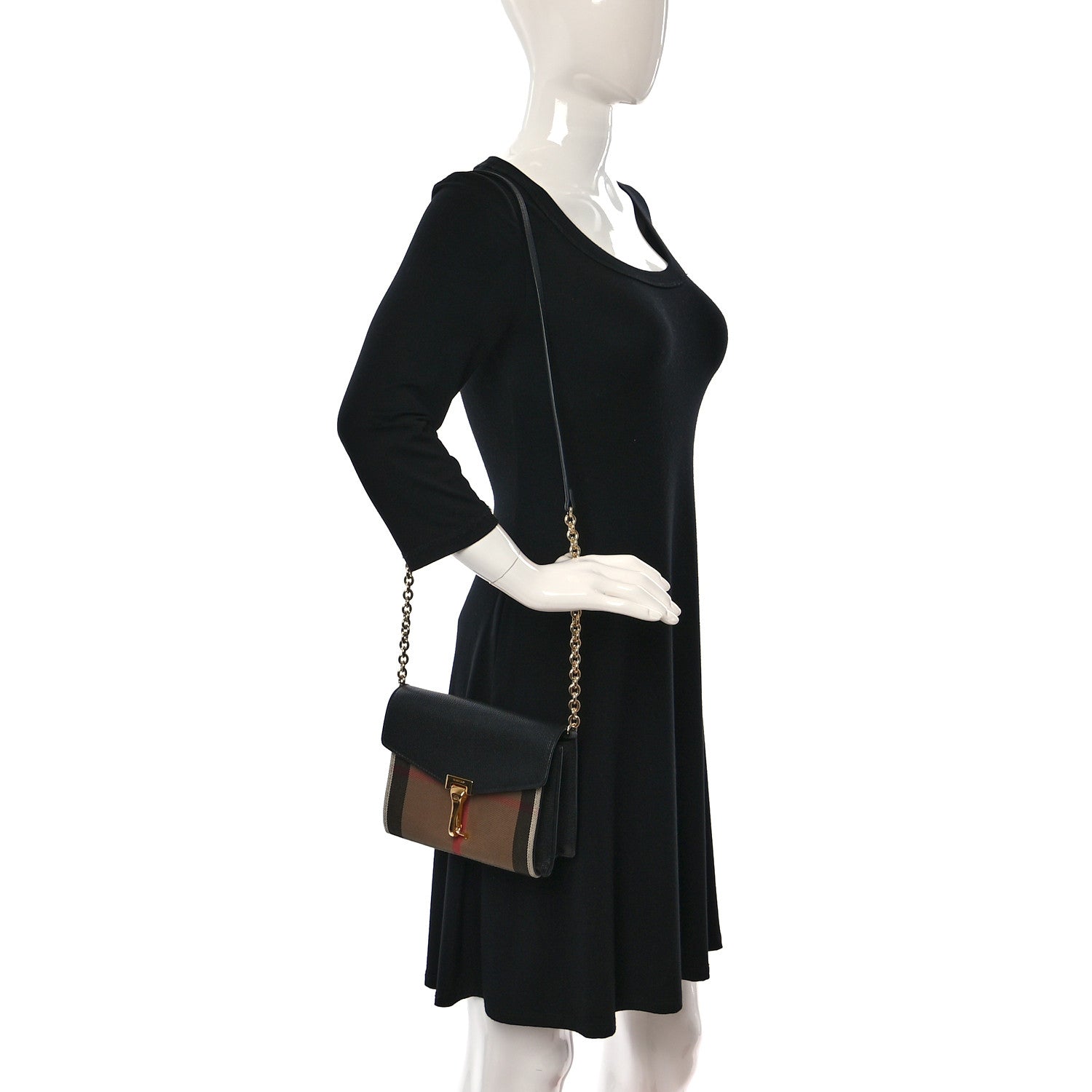 Burberry Derby Calfskin House Check Baby Macken Crossbody Bag Black 2 of 8