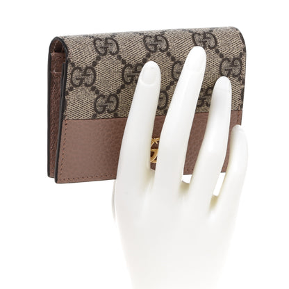 Gucci Dollar Calfskin GG Supreme Monogram GG Marmont Card Case Porcelain Rose Beige Ebony 2 of 7