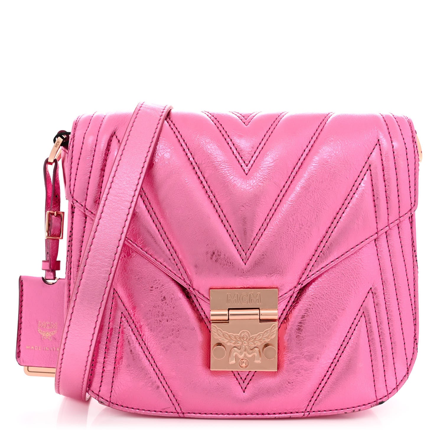 MCM Metallic Calfskin Quilted Patricia Crossbody Bag Viva Lila 1 of 12