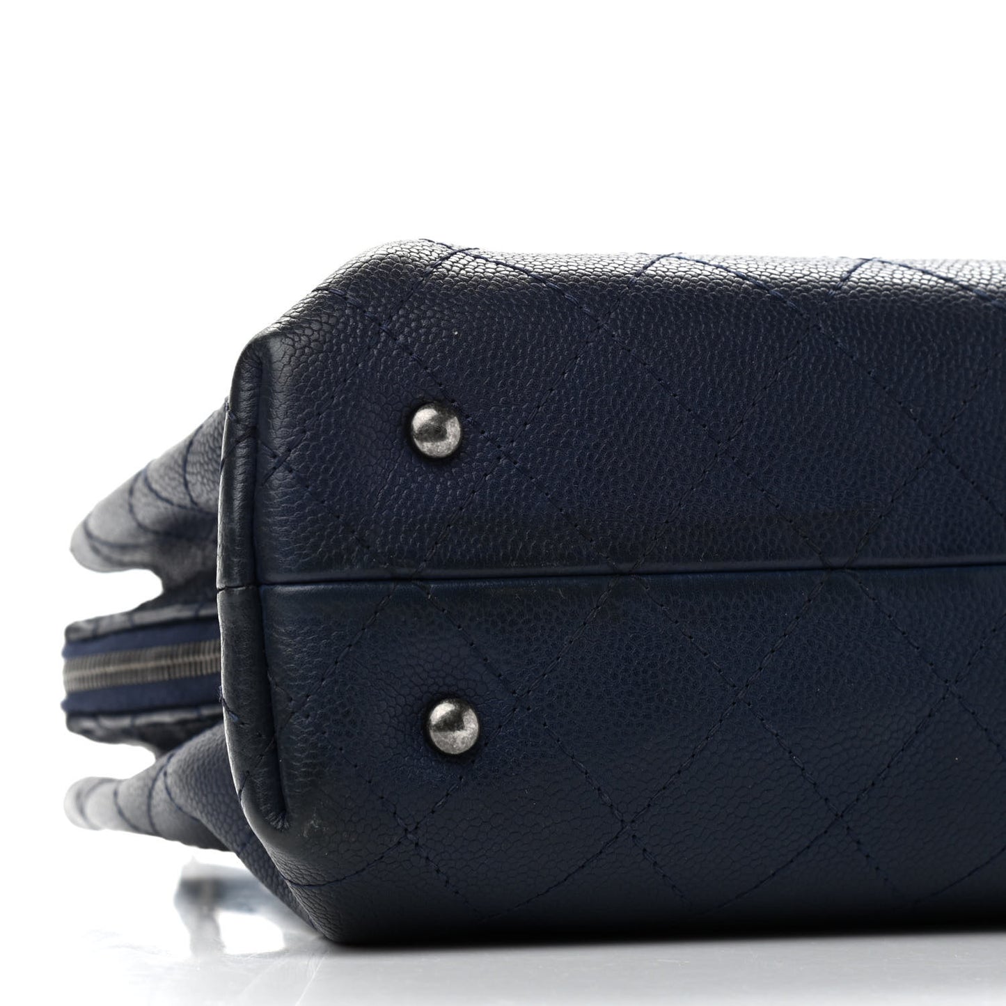 Grained Vegetal Calfskin Small Urban Shopping Tote Navy