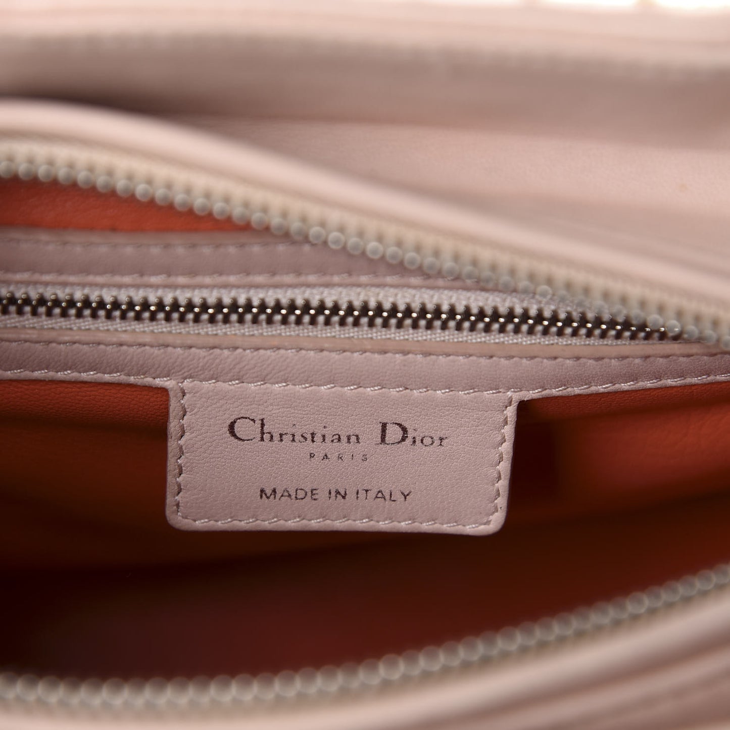 Lambskin Embroidered Medium Lady Dior Light Pink Orange