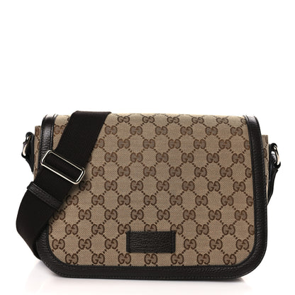 Gucci Monogram Flap Messenger Bag Beige Dark Brown 1 of 9