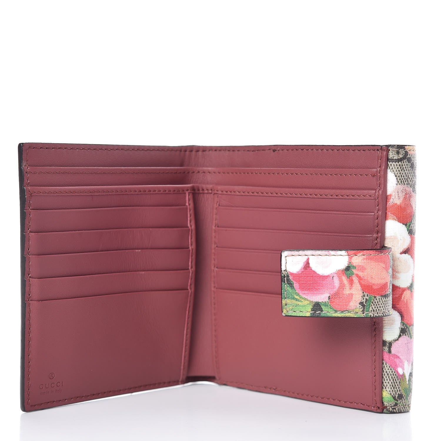 Gucci GG Supreme Monogram Blooms French Flap Wallet Beige Multicolor Dry Rose 7 of 8