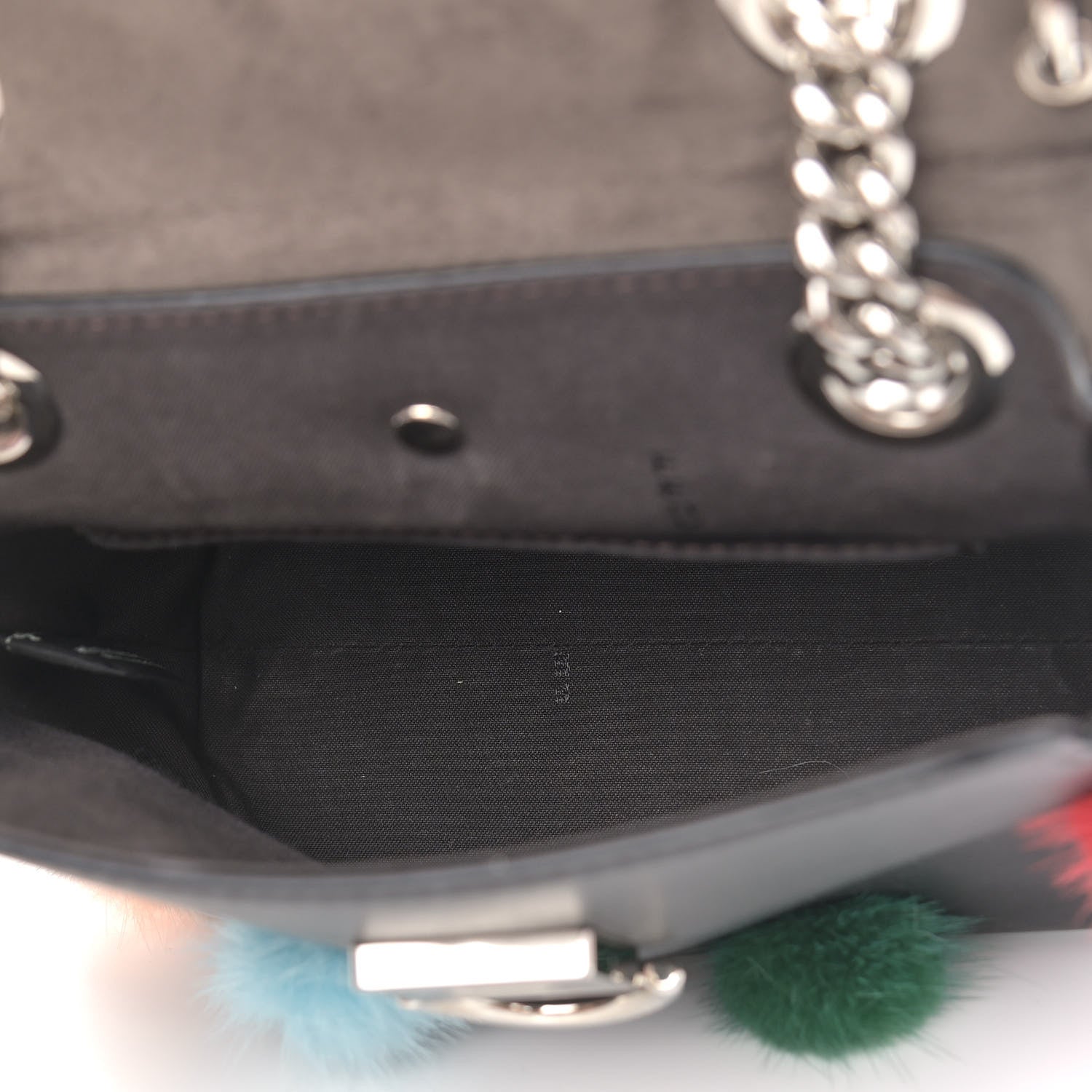 Fendi Calfskin Pom Pom Mini Back to School Backpack Black 4 of 8