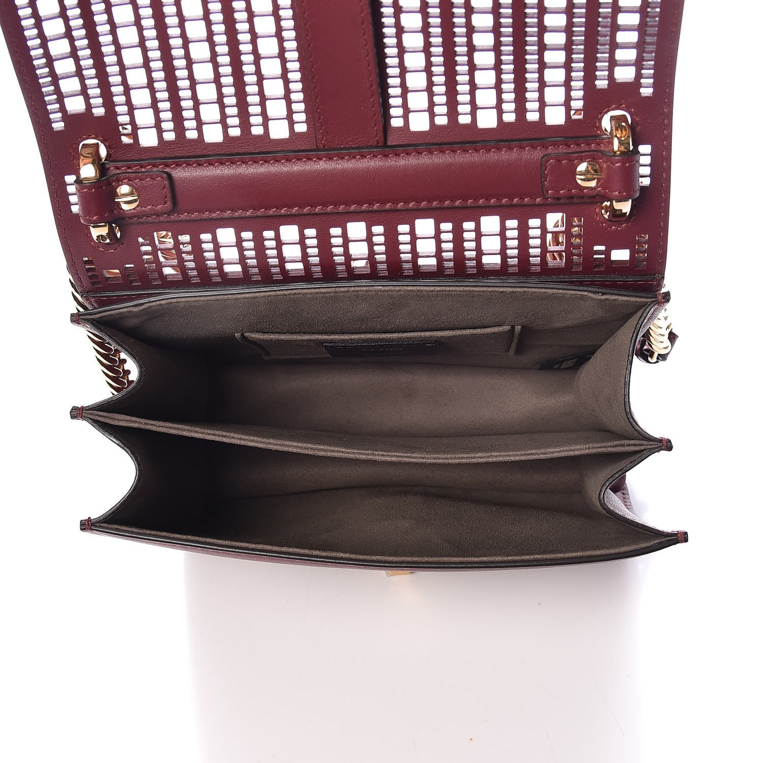 Fendi Vitello Grace Openwork Small Kan I Shoulder Bag Barolo 5 of 8