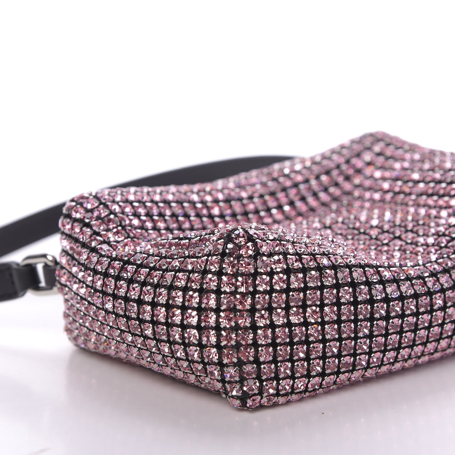 Mesh Crystal Rhinestone Mini Heiress Pouch Pink