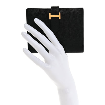 Hermes Epsom Bearn Compact Wallet Black 2 of 13