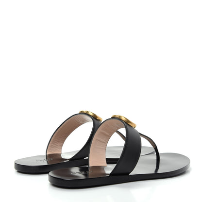 Gucci Calfskin GG Marmont Thong Sandals 36.5 Black 4 of 10