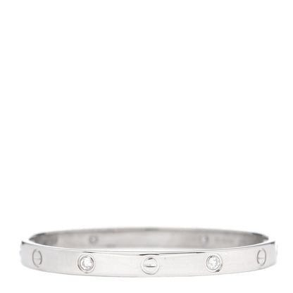 Cartier 18K White Gold 4 Diamond LOVE Bracelet 18 1 of 7