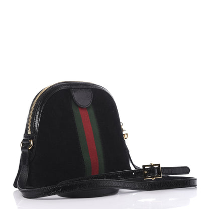 Gucci Suede Patent Web GG Small Ophidia Dome Shoulder Bag Black 3 of 13