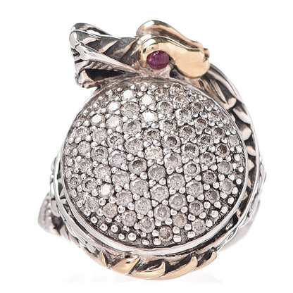 John Hardy Sterling Silver 18K Yellow Gold Diamond Ruby Naga Dragon Ring 51.9 6 1 of 7