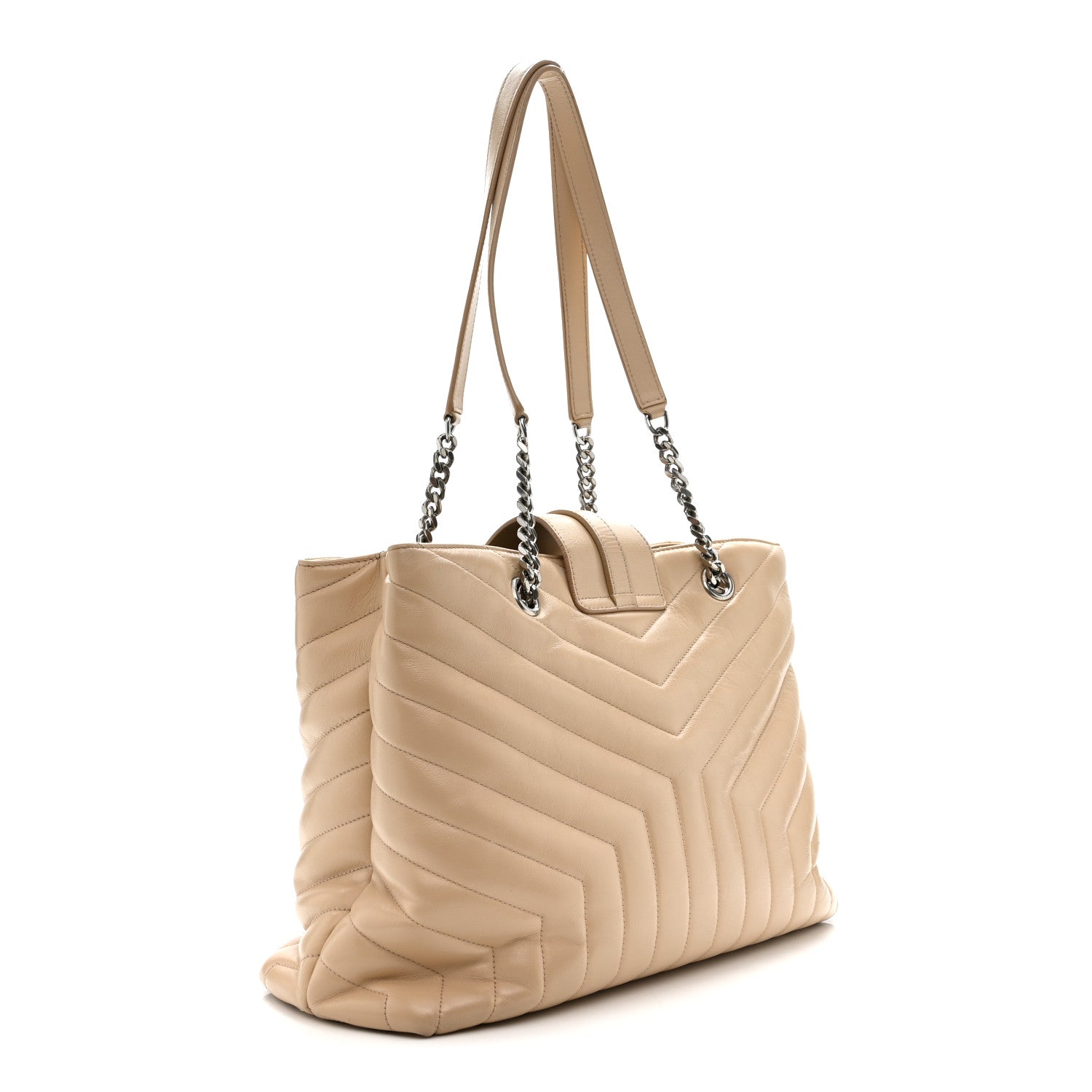 Saint Laurent Calfskin Y Quilted Monogram Large Loulou Shopper Nude Powder 3 of 16