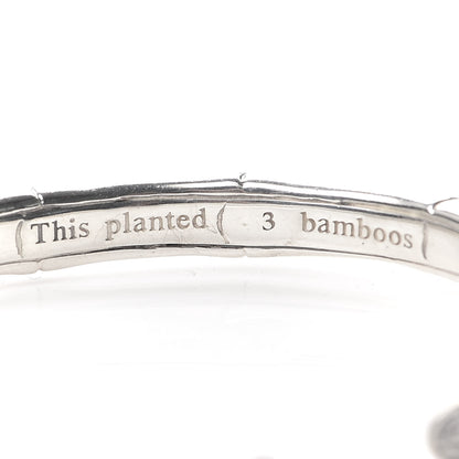 John Hardy Sterling Silver White Sapphire Bamboo Kick Cuff Bracelet 3 of 4