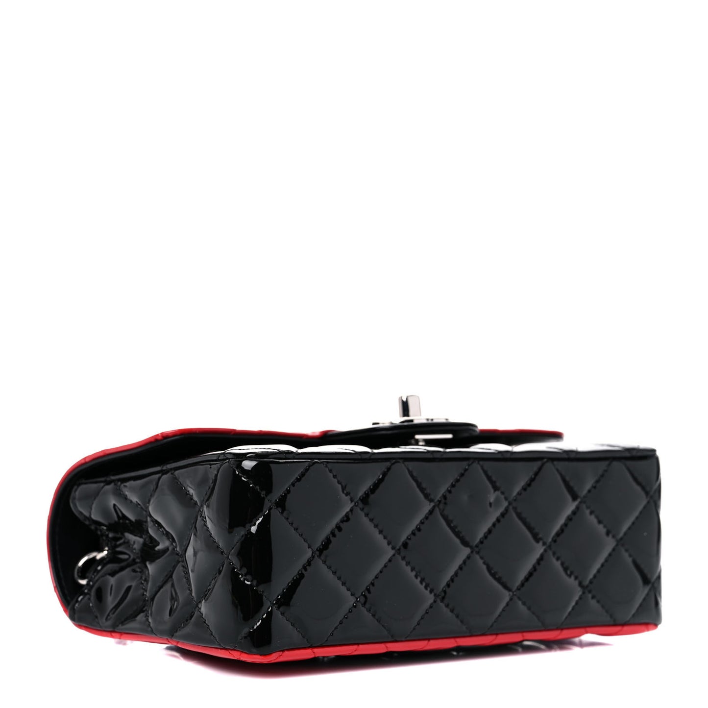 Patent Calfskin Quilted Bi-Color Mini Rectangular Flap Red Black