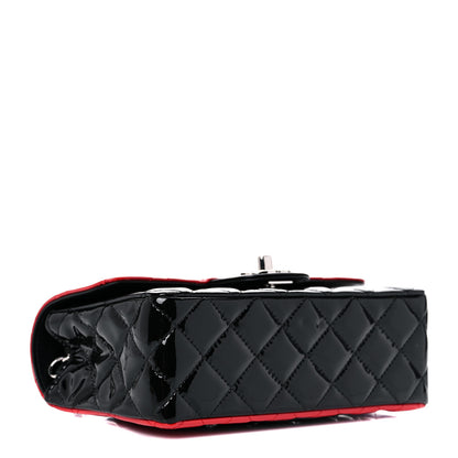 Chanel Patent Calfskin Quilted Bi-Color Mini Rectangular Flap Red Black 3 of 9