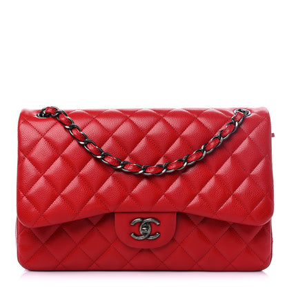Chanel Caviar Quilted Jumbo Double Flap Red 1 of 12