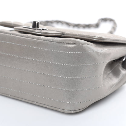 Chanel Iridescent Calfskin Chevron Quilted Mini Square Flap Silver 8 of 11