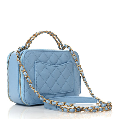 Chanel Caviar Quilted Small Pick Me Up Vanity Case Light Blue 3 of 10