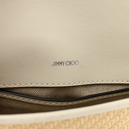 Jimmy Choo Raffia Crystal Cheri Satchel Crossbody Natural Milk 7 of 9