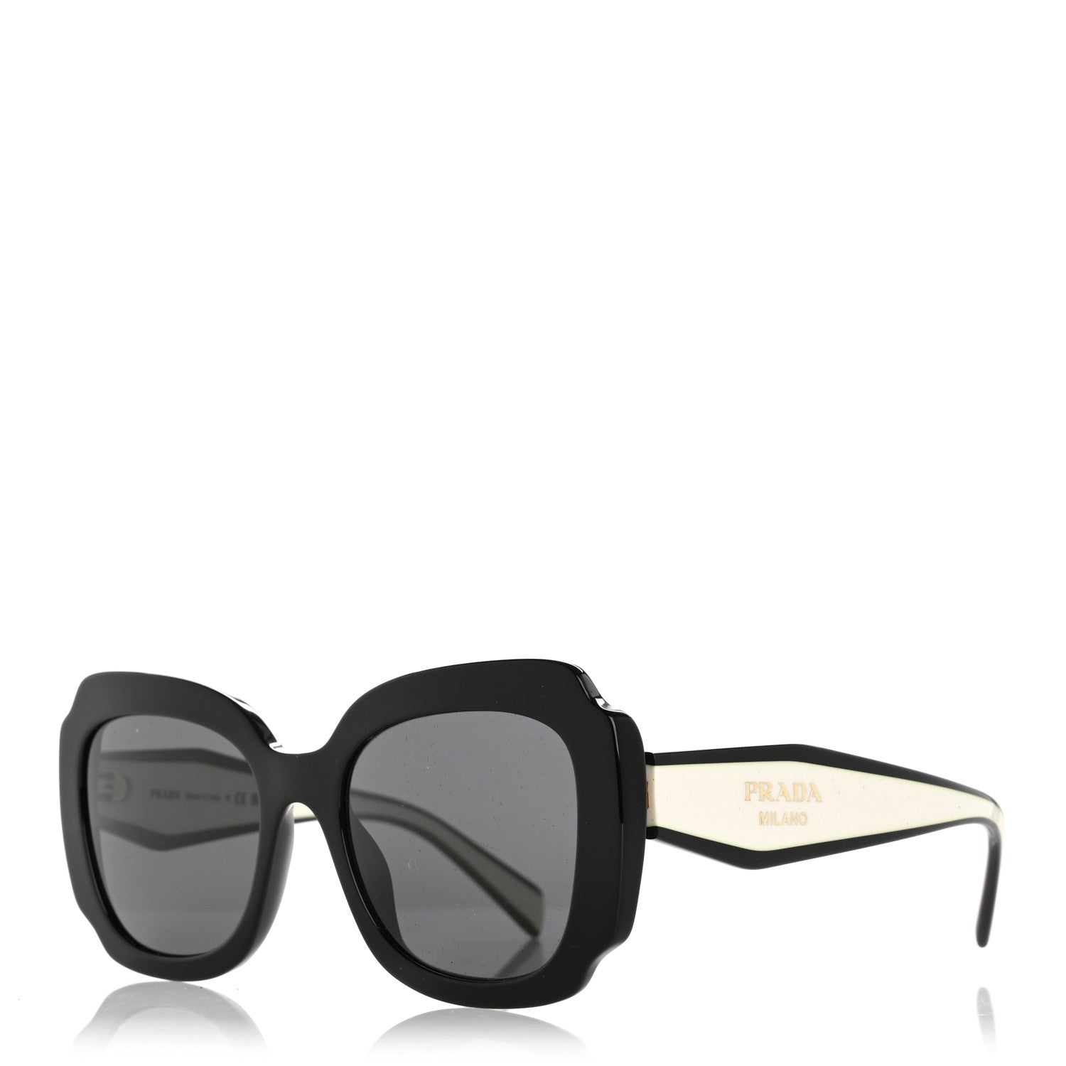 Prada Acetate Square Sunglasses SPR 16Y White Dark Grey 1 of 10
