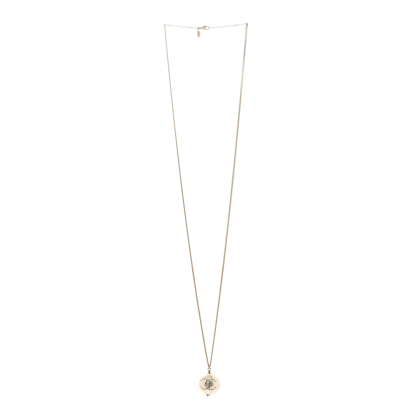 Pearl Crystal CC Pendant Necklace Gold