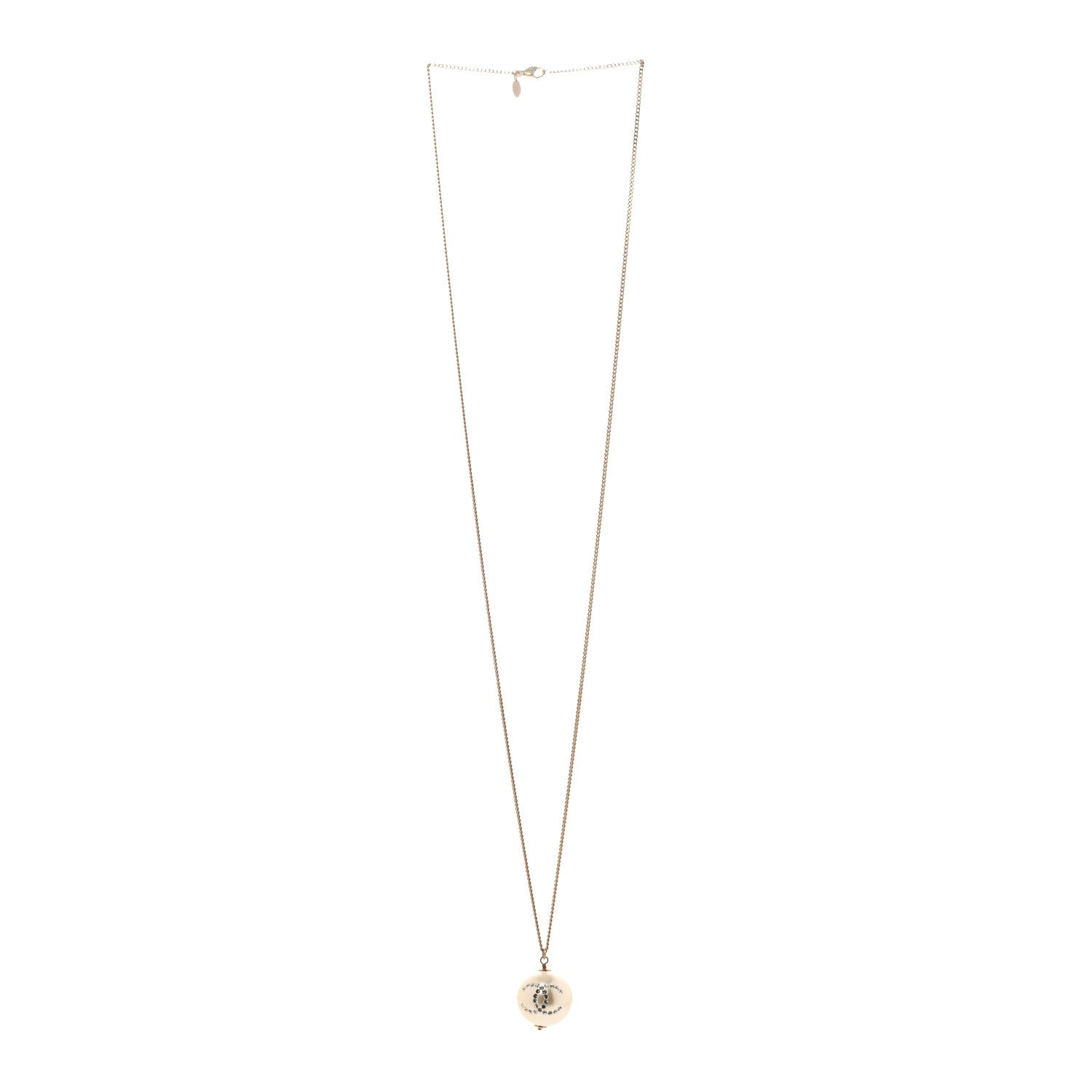 Chanel Pearl Crystal CC Pendant Necklace Gold 3 of 5