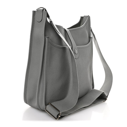 Hermes Taurillon Clemence EVELYNE III GM Gris Mouette 3 of 10