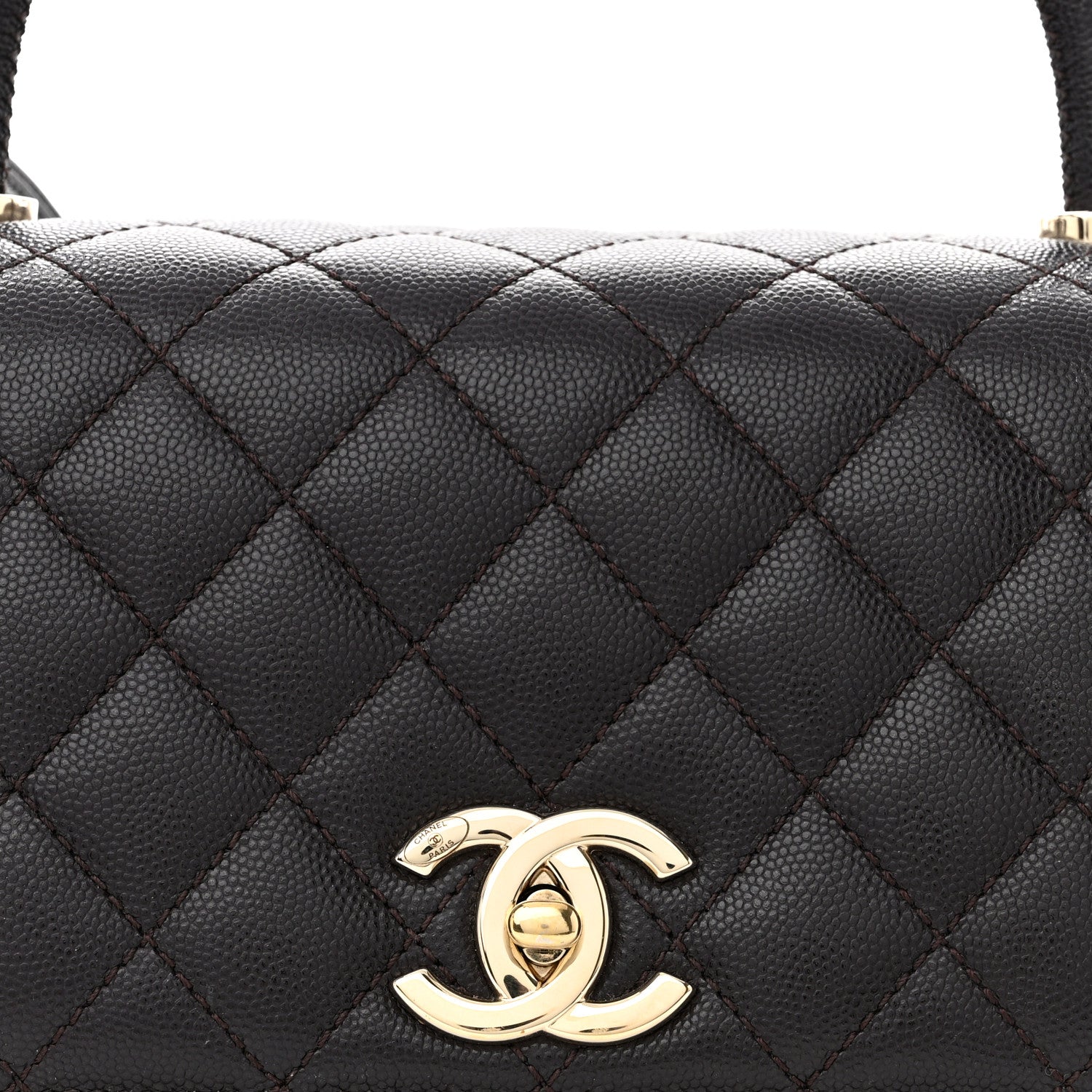 Chanel Caviar Quilted Small Coco Handle Flap Dark Brown 8 of 14